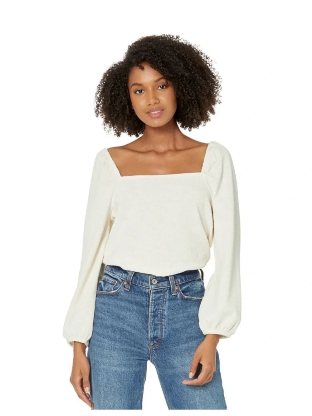 Madewell Crepe Square Neck Puff Sleeve Top Size S